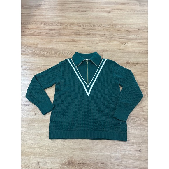 Varley Women's Medium Green Calva Half-Zip Knit sweater - Picture 2 of 4